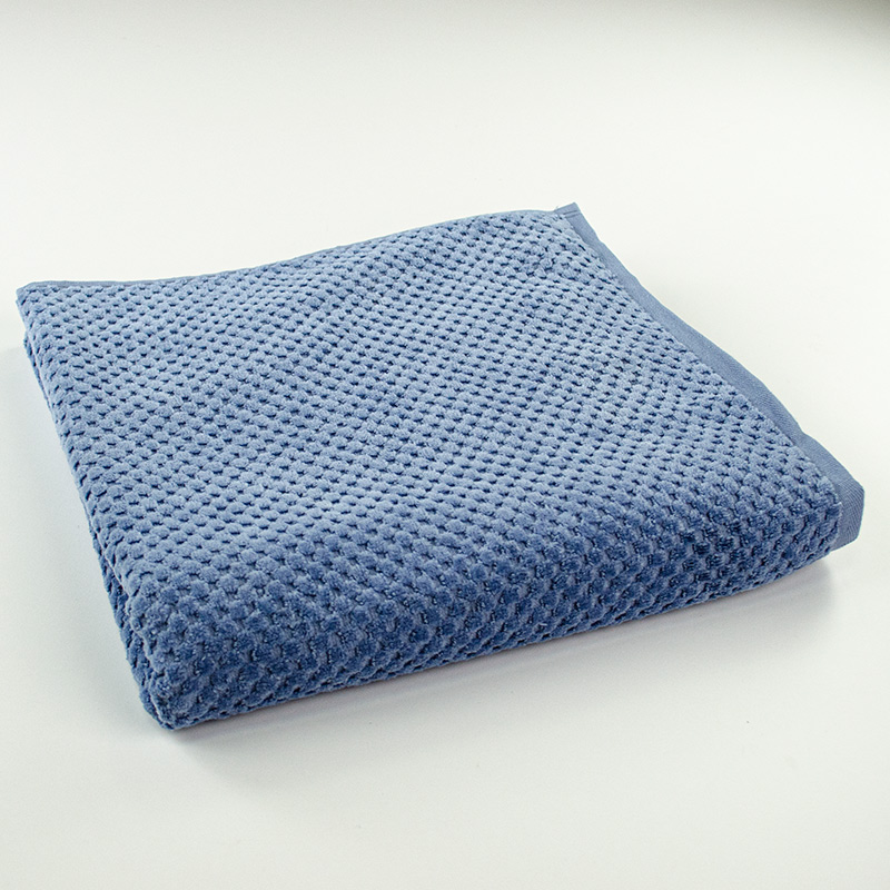 Рушник банний махровий однотонний 70x140см Damask Преміум якості Жакардовий з велюром 550г/м2 GM Textile (Синій)